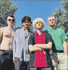  ?? Picture: ELEANOR DAVIES ?? HITTING THE RIGHT NOTES From left, Flowvers band members Connor Griffiths, Matisse Moretti, Stanley Powell and Henry Wood at the Isle of Wight Festival