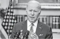  ?? VELYN HOCKSTEIN • REUTERS ?? U.S. President Joe Biden delivers remarks on economic growth, jobs and deficit reduction in the Roosevelt Room at the White House in Washington on May 4.