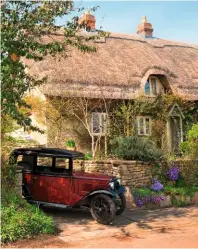  ??  ?? An idyllic thatched country cottage on the route at Reybridge, here with a vintage Austin 7 parked outside.