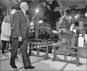  ?? AP/SHUJI KAJIYAMA ?? Vice President Mike Pence visits the main shrine of Sensoji Buddhist temple in Tokyo on Tuesday.