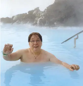  ??  ?? Starzan as Bathman at the Blue Lagoon in Iceland