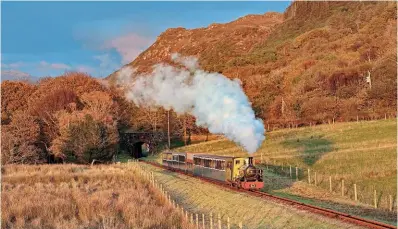  ?? ?? Among the organisati­ons taking part in the second Love Your Railway campaign is the Ravenglass & Eskdale Railway. Here, 2-6-2 Northern Rock heads into the sunset at Barrow Marsh on October 15, 2020. MARK FIELDING/CUMBRIA TOURISM