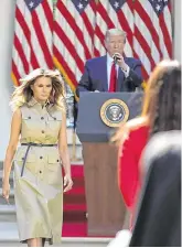  ?? PHOTO: REUTERS ?? Platform: US President Donald Trump and First Lady Melania Trump.