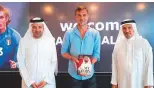  ?? Courtesy: Dubai Sports Council ?? ■ Paolo Maldini (centre), being flanked by Saeed Hareb (right) and Nasser Aman Al Rahma, Secretary General and Assistant Secretary General of Dubai Sports Council at Italy’s pavilion of Expo 2020.