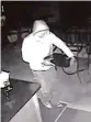  ?? Courtesy Anastasios Papagianno­poulos ?? A burglar, who police say was Patrick Hemingway, is seen on a security camera stealing what appears to be a cash register drawer from an East Hampton restaurant in March 2023.