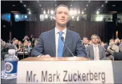  ?? THE ASSOCIATED PRESS ?? Facebook CEO Mark Zuckerberg arrives to testify before a joint hearing of the Commerce and Judiciary Committees on Capitol Hill in Washington about the use of Facebook data to target American voters in the 2016 election.