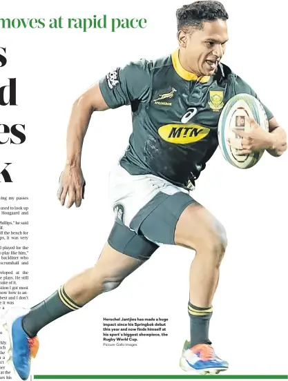  ?? Picture: Gallo Images ?? Herschel Jantjies has made a huge impact since his Springbok debut this year and now finds himself at his sport’s biggest showpiece, the Rugby World Cup.