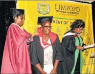  ??  ?? MORE MANPOWER: Limpopo MEC for health Dipuo Letsatsi-Duba, left, last Tuesday welcomed 86 graduates to work as pharmacist assistants in her department