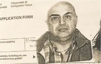  ??  ?? Canadian immigratio­n authoritie­s rejected the refugee claim of Boutrous Massroua, seen in an
image scanned from court documents, because of work he did repairing vehicles for ISIL.