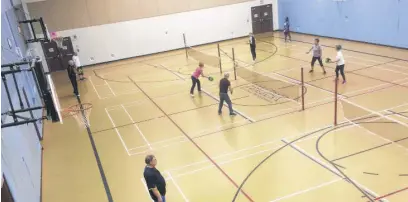  ??  ?? Pickleball play underway at the East Dartmouth Community Centre.