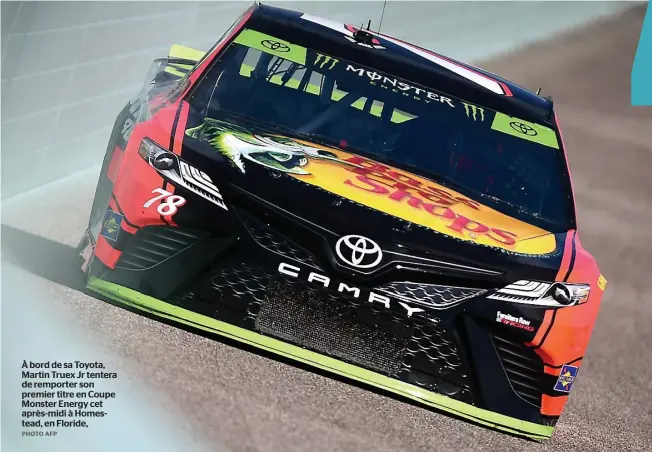  ?? PHOTO AFP ?? À bord de sa Toyota, Martin Truex Jr tentera de remporter son premier titre en Coupe Monster Energy cet après-midi à Homestead, en Floride,