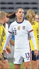  ?? AP-Janerik Henriksson ?? USA’s Alex Morgan looks on, after the women’s internatio­nal friendly soccer match between Sweden and USA at Friends Arena in Stockholm, Sweden on April 10.