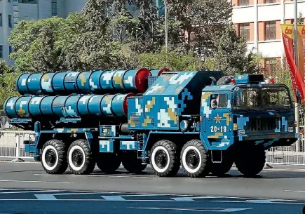  ??  ?? HQ-9B long-range surface-to-air missiles are among new long-range weapons installed by China on the Spratlys, in the South China Sea.