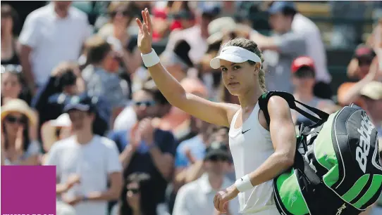  ?? BEN CURTIS/ THE ASSOCIATED PRESS ?? A growing, devoted entourage is lending support to Eugenie Bouchard as she builds a name for herself in world tennis.