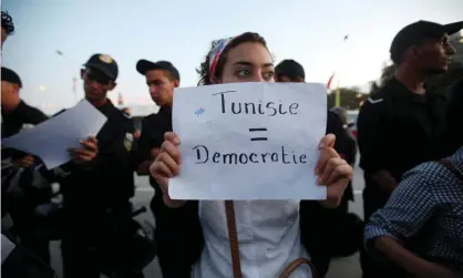  ?? Photograph: Reuters ?? A Tunisian demonstrat­or at a protest against the Islamist Ennahda movement in Tunis in October 2011.