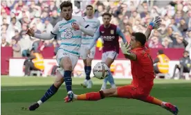  ?? Aston Villa. Photograph: David Davies/PA ?? Mason Mount pounces on an early error from Tyrone Mings to give Chelsea the lead at