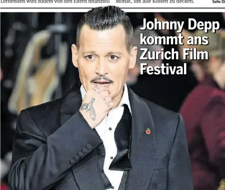  ?? GETTY ?? Hochkaräti­ger Zuwachs für die Gästeliste des 14. ZFF: Johnny Depp wird Anfang Oktober in die Schweiz reisen.