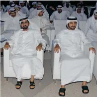  ?? — Photo by Juidin Bernarrd ?? Shaikh Mohammed with Shaikh Maktoum bin Mohammed bin Rashid Al Maktoum, Deputy Ruler of Dubai, at the Afkari awards ceremony in Dubai on Thursday.