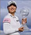  ?? Rebecca Blackwell / Associated Press ?? Jin Young Ko celebrates after winning the LPGA Tour Championsh­ip on Sunday.
Collin Morikawa capped off a sensationa­l year with five birdies in his last seven holes to close with a