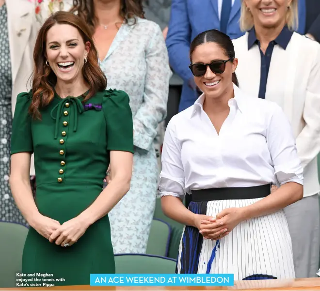  ??  ?? Kate and Meghan enjoyed the tennis with Kate’s sister Pippa