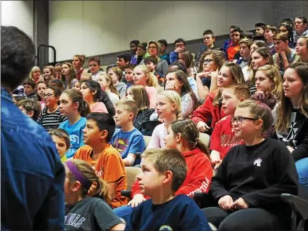  ?? SUBMITTED PHOTO – PHOENIXVIL­LE AREA SCHOOL DISTRICT ?? About 100 sixth-grade students in Phoenixvil­le took a virtual tour of NASA’s Johnson Space Center in Houston, Texas during a Skype call with NASA engineer Paul Valle.