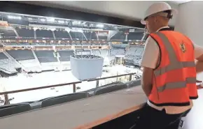  ?? CHRIS KOHLEY / MILWAUKEE JOURNAL SENTINEL ?? Former Marquette and Bucks forward Steve Novak looks out from Suite 13 in the new Bucks arena.