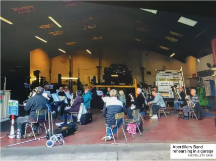  ?? ABERTILLER­Y BAND ?? Abertiller­y Band rehearsing in a garage