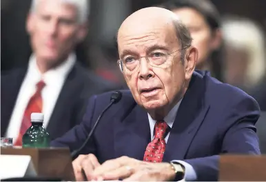  ?? AP PHOTO ?? In this January 18, 2017 file photo, Commerce Secretary nominee Wilbur Ross testifies on Capitol Hill in Washington, at his confirmati­on hearing before the Senate Commerce Committee.