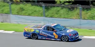 ??  ?? Palmerston North V8 ute driver Geoff Spencer is in action at Manfeild this weekend.