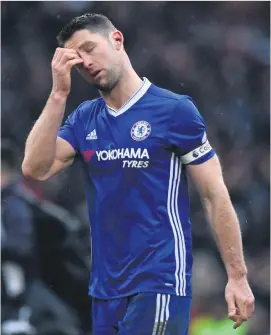  ?? Picture: AFP ?? TOUGH AT THE TOP. Chelsea’s Gary Cahill shows his frustratio­n as the Blues drop points against Burnley at Turf Moor yesterday.