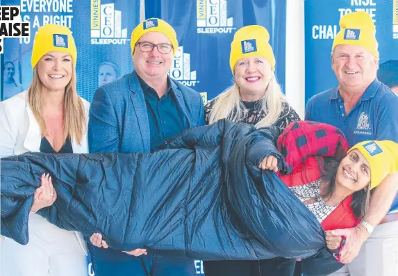  ?? Picture: Glenn Campbell ?? Ready for the St Vinnies CEO Sleepout are (from left) Belinda Dawes, Jamie Preston , Karen Phillips , Colin Wheeler and Tanya Byrne.