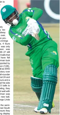  ?? Photos: Lee Warren/Gallo Images ?? Letlotlo Sesele of South West Districts during the Africa T20 Cup match between Namibia and South West Districts at Sahara Willowmoor­e Park.