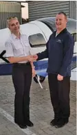  ?? Picture: SUPPLIED ?? FLYING HIGH: Zanell Bester with chief flying instructor Shane Smith