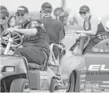  ??  ?? Erica Enders-Stevens, right, will be looking to win her third consecutiv­e Pro Stock title at the NHRA SpringNati­onals at Royal Purple Raceway in Baytown this weekend.