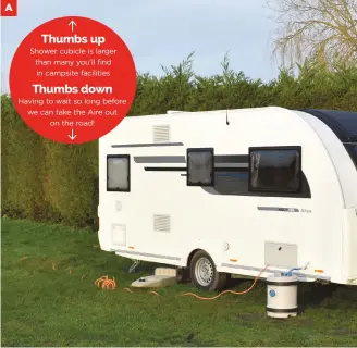  ??  ?? Shower cubicle is larger than many you’ll find in campsite facilities