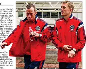  ??  ?? NATIONAL BOND: Adam and Fletcher have been on Scotland duty together before (above) and have been regular rivals in England over the years (inset)