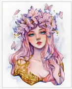  ??  ?? FLUTTER
“An improved version of one of my first-ever watercolou­r paintings, portraying a lady with a crown of butterflie­s.”