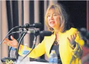  ??  ?? New Mexico Higher Education Secretary Barbara Damron said during the panel discussion that college affordabil­ity is among the state’s strengths.