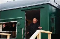  ?? AP/ALEXANDER SAFRONOV ?? North Korea’s leader Kim Jong Un arrives Wednesday at the border station of Khasan in the Primorsky Krai region of Russia.
