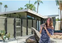  ??  ?? MODERNISM WEEK festivitie­s at the Sinatra House, above; taking a snapshot of a Midcentury Modern home, below; hiking in Indian Canyons, opposite top; pool view at Parker Palm Springs, opposite bottom.