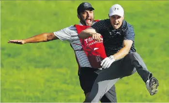  ?? MADDIE MEYER/GETTY IMAGES ?? Jordan Spieth, right, has an 8-5 record when he has at least a share of the lead going into a final round on the PGA Tour. That ability to close is what he shares with Tiger Woods.