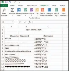  ??  ?? Use the REPT function.