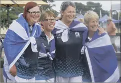  ?? Picture: Jeanette Conlon/bowls Scotland ?? michelle cooper, Lynn Stein, caroline brown and margaret Letham celebrate their win in adelaide