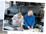  ?? IAN RICHARDSON ?? Dr Michael Bailey and Peter Davidson, during their survey of the locomotive.