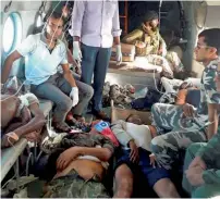  ?? PTI ?? Injured CRPF troopers being brought to Raipur for treatment. —