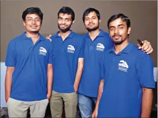  ??  ?? ⇦ Ankit Singh (extreme left) with other co founders of Truck Mandi.