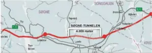  ?? KART: NYE VEIER/MONTASJE: AGDERPOSTE­N ?? 4 KM SØGNE-TUNNEL: Sanjin Kazagic viser til at det også i det nye E39prosjek­tet Kristiansa­ndMandal som er startskudd for, planlegges lang tunnel. Søgnetunne­len blir 4 km- samme lengde som Grimstad Ap har lansert for miljøtunne­lkrav i Grimstad.