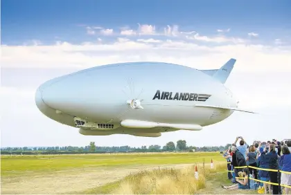  ?? DARREN HARBAR ?? An Airlander airship takes off. Recent technologi­cal advances have made airships a viable option to help reduce traffic congestion, writes Lehigh County Controller Mark Pinsley.
