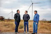  ??  ?? In a photo posted Wednesday on his Facebook account, Facebook CEO Mark Zuckerberg meets with workers at a wind farm near Duncan. Zuckerberg wrote that “wind and renewables are the future — both economical­ly and environmen­tally.”