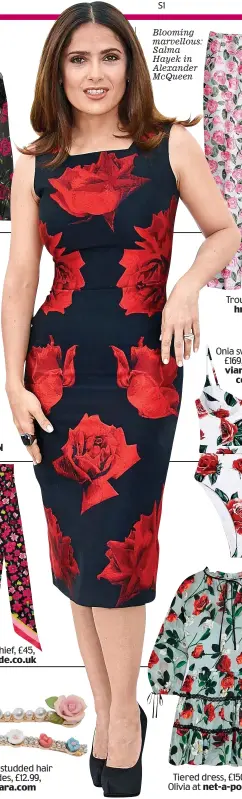  ??  ?? Blooming marvellous: Salma Hayek in alexander McQueen